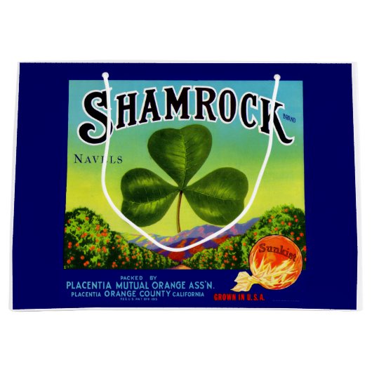 1930年代のフルーツクラートレーベルShamrock Navel Orange ラージペーパーバッグ (正面)