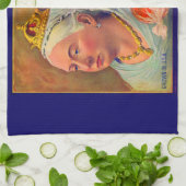 1930年代のフルーツクレートラベルビクトリアブランドオレンジ キッチンタオル (折り畳み)