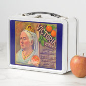 1930年代のフルーツクレートラベルビクトリアブランドオレンジ メタルランチボックス (インサイチュ)