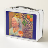 1930年代のフルーツクレートラベルビクトリアブランドオレンジ メタルランチボックス (裏面)