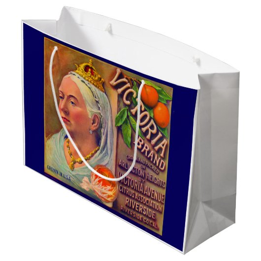 1930年代のフルーツクレートラベルビクトリアブランドオレンジ ラージペーパーバッグ (裏面アングル)