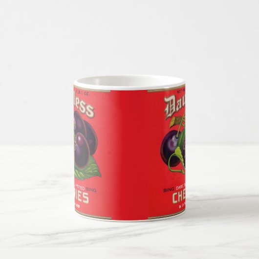 1930年代のヘビーシロップのダントレスさくらんぼはラベルを付けることができる コーヒーマグカップ (中央)