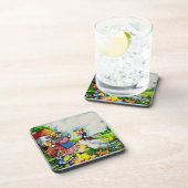 1930年代のママキティ猫とベビー子猫訪問アヒル コースター (右側)