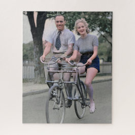 1930年代のマルヴァンスターの自転車に乗るカップル 色調復元 ジグソーパズル