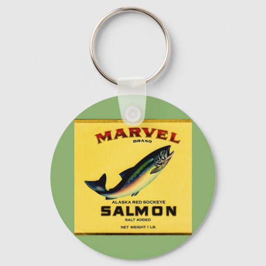 1930年代のマーベルサーモン缶ラベル キーホルダー (正面)