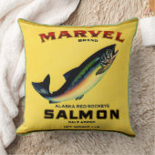 1930年代のマーベルサーモン缶ラベル クッション (ブランケット)