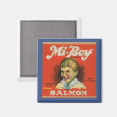 1930年代のミニボーイのピンクサーモン缶ラベル マグネット (正面/裏面)