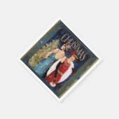 1930年代のレディースクリスマスアート スタンダードカクテルナプキン (角)