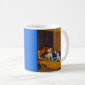 1930年代の児童書アートの子犬とママ コーヒーマグカップ (正面右)