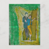 1930年代の切り貼り作品から見える釣りをするカップル ポストカード (正面)