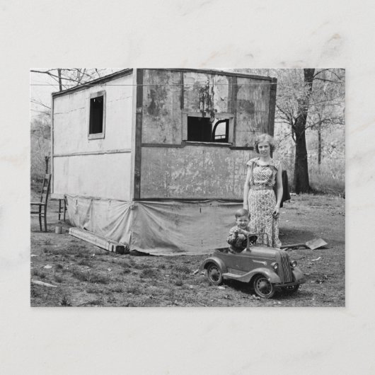 1930年代の大恐慌時代のペダルカー、ヴィンテージ ポストカード (正面)