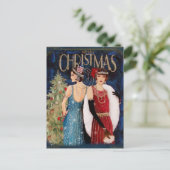 1930年代の女性のクリスマスアート ポストカード (スタンド正面)