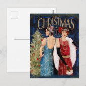 1930年代の女性のクリスマスアート ポストカード (正面/裏面)
