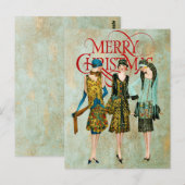 1930年代の女性 クリスマスグリーティングカード ポストカード (正面/裏面)