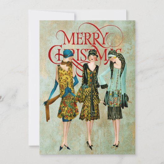 1930年代の女性 クリスマスグリーティング シーズンカード (正面)