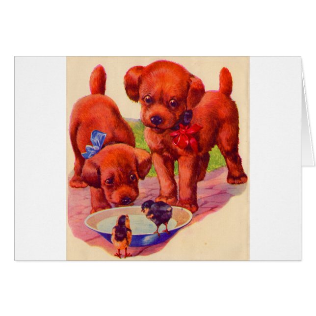 1930年代の子犬と鳥 (正面横)