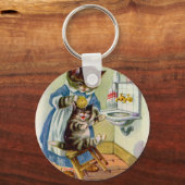 1930年代の子猫ママが子猫を洗う キーホルダー (正面)