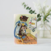 1930年代の子猫ママが子猫を洗う ポストカード (スタンド正面)