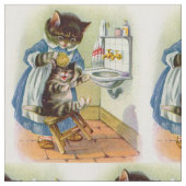 1930年代の子猫ママが子猫プリントを洗う ファブリック (クローズアップ)