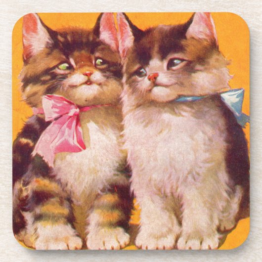 1930年代の愛らしい投光子猫 コースター (正面)