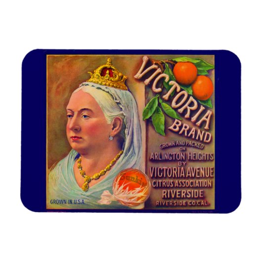 1930年代の果樹果樹状ラベルVictoriaブランドオレンジ マグネット (横)
