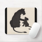 1930年代の母ライオンと可愛いシルエット マウスパッド (マウス)
