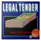 1930年代の法定入札オレンジクレートラベル タイル (正面)