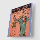 1930年代の漫画は男性の紙人形キンググズル スクエア壁時計 (傾斜)