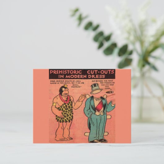 1930年代の漫画洞窟の男の紙人形キンググズル ポストカード (スタンド正面)