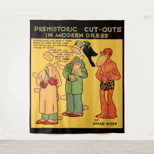 1930年代の漫画洞窟男グランドウィザー タペストリー (正面)