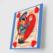 1930年代の男の子のバレンタイン スクエア壁時計 (傾斜)