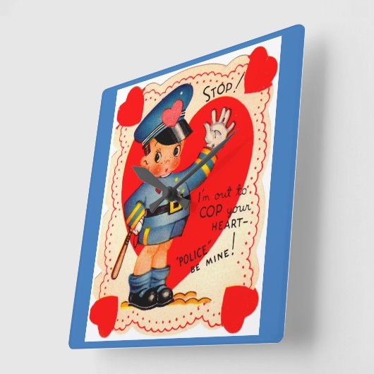 1930年代の男の子のバレンタイン スクエア壁時計 (傾斜)