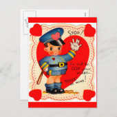 1930年代の警察の男の子バレンタイン シーズンポストカード (正面/裏面)