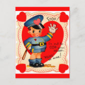 1930年代の警察の男の子バレンタイン シーズンポストカード (正面)