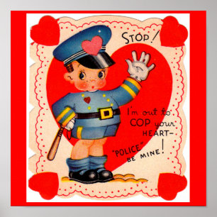 1930年代の警察の男の子バレンタイン ポスター