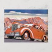 1930年代の赤自動車はがき ポストカード (正面)