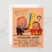 1930年代の酢バレンタイン:保険代理店 シーズンポストカード (正面/裏面)