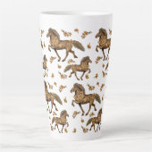 1930年代アイスランドの馬と花 カフェラテマグ (正面)