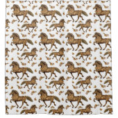 1930年代アイスランドの馬と花 シャワーカーテン (正面)