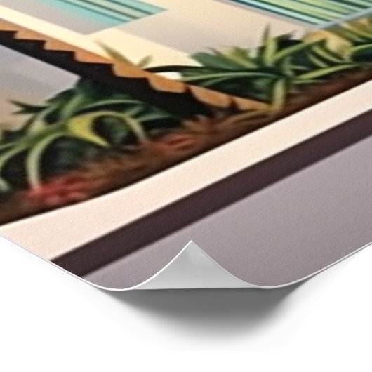 1930年代アートデコ建物エントランスエアーブラシ ポスター (角)