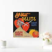 1930年代アートデコEl-West Deliteフロリダシトラスフルーツ スクエア壁時計 (ホーム)