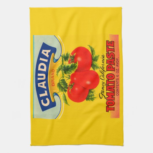 1930年代クラウディアトマトペーストラベル キッチンタオル (縦)