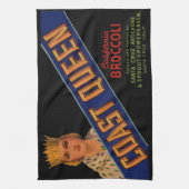 1930年代コーストクイーンブロッコリークレームラベル キッチンタオル (縦)