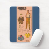 1930年代シスターの切り抜きハンサムな男の紙人形 マウスパッド (マウス)