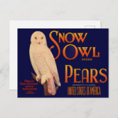 1930年代スノーフクロウブランドの梨の木箱ラベル ポストカード (正面/裏面)