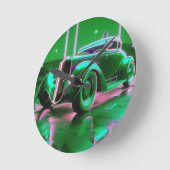 1930年代ネオングリーン通り棒 ラウンド壁時計 (傾斜)