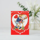 1930年代バレンタインの子犬の乗馬スクーター シーズンポストカード (スタンド正面)