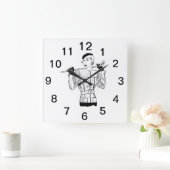 1930年代ファッショナブルなゴルファーとゴルフクラブ スクエア壁時計 (ホーム)