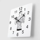 1930年代ファッショナブルなゴルファーとゴルフクラブ スクエア壁時計 (傾斜)