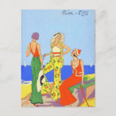 1930年代ファッショナブルビーチパジャマ葉書 ポストカード (正面)